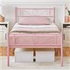 Yaheetech Letto Singolo in Ferro Battuto a Doghe Struttura Letto in Metallo 90 x 200 cm Testiera Elegante Stile Rustico Moderno Rosa