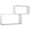 MODULARREDO | BIS RETTANGOLO BISLUNGO Set di 2 Mensole da Muro, Pensile Bagno, Mensola da Parete, Scaffale da Parete, Rovere Sbiancato, 70x35 p20 cm e 60x30 p20 cm - Made in Italy