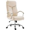 CLP Sedia Ufficio Vaud XL In Similpelle I Poltrona Ergonomica Girevole Alto Schienale E Braccioli, Colore:crema