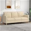 Homgoday Divano 3 Posti Moderno Crema 180 cm Tessuto Poliestere