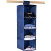 VIRSUS Organizer Multiuso Sospeso da Armadio in tessuto Blu 6937, misura 30x30x80 cm, con gancio a strappo, Scaffale Portaoggetti Salvaspazio, Pensili per vestiti, oggetti, accessori (4 Ripiani)