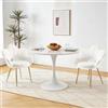 Relbiety Set di 2 Poltrona Relax Sedie da Pranzo con Braccioli e Schienale,Sedie Cucina Moderna in Velluto Poltrone da Salotto con Gambe in Metallo per Soggiorno,Camera da Letto,Bianco Crema