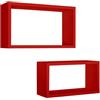 MODULARREDO | BISRETTANGOLO Set di 2 Mensole da Muro, Libreria Sospesa, Libreria Parete, Scaffale Parete, Rosso, 45x27 p15.5 cm e 40x22 p15.5 cm, Kit Tasselli Incluso - Made in Italy