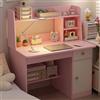 JingNian Scrivania per Computer con Cassettiera e Libreria, Tavolo da Lavoro Moderno in Legno, Perfetta Postazione Studio, Scrivania Home Office per Studenti e Ufficio(Pink,With Cabinets)