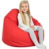 Italpouf Pouf Poltrona Sacco per Bambini, Pouf da Salone, Ecopelle, Pieno di Pallini di Polistirolo, Impermeabile, Certificato, Rosso