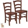 VIRSUS Set 2 Sedie Paesana in Legno Massello, Misura 43x42x86 cm, Sedia Tradizionale Robusta, per Casa, Cucina, Agriturismo, Ristorante, Made in Italy (Noce Scuro)