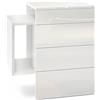 Vladon Comodino Queens, comodino a parete con 2 cassetti e 1 scomparto laterale, bianco opaco/bianco lucido (60 x 63 x 36 cm)