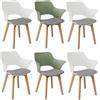 GrandCA HOME Set di 6 Sedie da Cucina Nordica Sedia da Pranzo con Gambe in Legno Massello, Sedie Imbottite per Camera da Letto, Soggiorno, Cucina,Bianco+Verde
