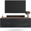 Planetmöbel Mobile TV West, porta TV lungo 100 cm, mobiletto TV sospeso o da appoggio, mobile TV per soggiorno, mobile porta TV 37,8 x 100 x 30 cm, rovere dorato nero carbone