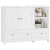 FOREHILL 80cm Mobile Bagno Sottolavabo Grande con 2 Cassetti e Ante Bianco