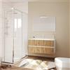 Kiamami Valentina - Mobile bagno sospeso 100cm bianco con cassetti rovere oro cannettato | Salina