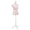 vidaXL Busto Sartoriale Donna Bianco Rose Tela e Legno Manichino Femminile
