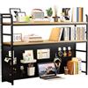 FPIGSHS Scaffalature Organizer da Scrivania,Libreria da Scrivania da Appoggio,Libreria Mensola Desktop per Ufficio e Casa(Black,110cm/43.3in)
