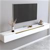 Ahtadums Legno massello Mobile TV Sospeso, Console TV Galleggiante Multimediale Moderno, Con cassetti e ante, Nessun assemblaggio richiesto Mobili Soggiorno (Bianco A, 200cm)