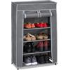 MF artSHOP Scarpiera Armadio Salvaspazio, Scaffale Porta Scarpe 5 Ripiani, 60x30x90 cm, Tessuto TNT, Fino a 15 Paia, Multiuso, Chiusura con Zip,