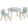 COSTWAY Set Tavolo e 2 Sedie per Bambini a Forma di Rana Verde | Mobili salvaspazio per cameretta, gambe in legno, angoli arrotondati, per bambini dai 3 anni