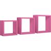 MODULARREDO | INCUBO Set di 3 Mensole da Muro, Cubi Arredo, Mensole Cubo, Cubi da Parete, 35x35, 30x30 e 25x25 p15.5 cm, Fuxia, Kit Tasselli Incluso - Made in Italy
