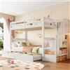 Dolamaní Letto a castello 90 x 200 cm, letto a soppalco, per 2 bambini, culla con scale, elevata protezione anticaduta, cassetto sotto il letto, tasche laterali, colore bianco