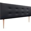 DHOME Testiera in Similpelle o Tessuto AQUALINE Pro con 2 file di bottoni e gambe Testiera imbottita Letto di Lusso (Similpelle Nero, 135x105cm (Letti 120/135/140))