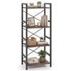 KOMFOTTEU Scaffale a 4 livelli, libreria verticale con ripiani aperti, mobile di stoccaggio stretto con struttura in metallo e dispostivi antiribaltamento per soggiorno, 42 x 28 x 100 cm (marrone e