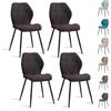 GrandCA HOME Set di 4 Sedie da Pranzo, Sedie da Pranzo Imbottite, Sedie da Cucina Nordiche con Gambe in Metallo, Cuscini in Tessuto a Rombi, Nero-R