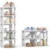 COSTWAY Scarpiera a 6 Ripiani, Scaffale Porta Scarpe Impilabile in Plastica, Organizzatore Verticale Salvaspazio per Ingresso, 27,5x24,5x76,5 cm (Bianco)
