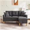 Idemon Divano a forma di L, 3 posti, con chaise longue e spazio di archiviazione, moderno divano da soggiorno con porta bevande, 2 cuscini e contenitore (175 cm, cotone e lino) (grigio scuro)