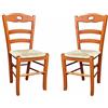 Liberoshopping Sedia LOIRE in legno massello con seduta in paglia SET 2 PEZZI (Ciliegio)