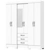 Vicawu Armadio con Specchio Antares, Bianco, Armadio Guardaroba con Specchio, 6 Ante, Bianco. 163 x 46,5 x 200,5 cm