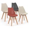 IDMarket - Set di 4 sedie scandinave SARA colore misto grigio scuro, terracotta, beige x2