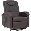 milani home - poltrona relax elettrica reclinabile in ecopelle marrone, imbottita, per salotto camera e zona TV