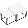 ZZINOKE Set di 2 Tavolino Salotto Moderno,Tavolino da Salotto Marmo artificiale con Struttura in Metallo,Grandi: 80x80x49cm; Piccolo: 60x60x42cm, Tavolino Impilabile, Tavolo da Soggiorno Bianco