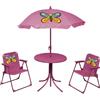 Sicignano Casalinghi Ingrosso Casalinghi Sicignano | Set Sedie Tavolo Ombrellone Regolabile Pieghevole per Bambini Bimbi, Plastica - Colorato, per Giardino Asilo Picnic Parco Giochi (1, Rosa)