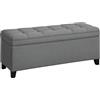 HOMCOM Panca portaoggetti 112L Panca da letto Cassapanca portaoggetti con seduta imbottita, tessuto di lino, per soggiorno, camera da letto, ingresso, 120 x 40 x 48 cm, grigio scuro