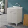 Inbagno Lavatoio con mobile 60x50 cm grigio calce con 2 ante, vaschetta in resina con piletta e sifone incluso, MOON
