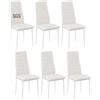 buybyroom Set Di 6 Sedie Da Cucina In Metallo, Sedia Da Tavolo Da Pranzo Confortevole Seduta Imbottita, Bianco