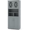 GIANTEX Armadietto da Bagno Slim con 4 Ante, Ripiano Regolabile e 3 Scomparti Aperti, Mobile Alto per Bagno e Soggiorno, Moderno，2 Colori