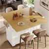 Kebnor Isola da cucina, armadio, armadio a buffet 120 x 40 (80) x 95 cm, carrello da cucina estraibile con ruote, estensibile su entrambi i lati, con porta asciugamani e portaspezie, due ante, tre