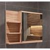 FreshYou Mobiletto a specchio 60x50 sonoma, per il bagno con mensole, specchio da bagno, mobiletto sospeso - da parete - Sinistra