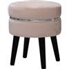 moorg Pouf Velluto Rotondo con Effetto Striscia Argento, Puffo per Sedersi Moderno Beige, Sgabello Poggiapiedi Elegante 40x35 cm