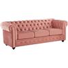 Vente-unique - Divano fisso 3 posti Chesterfield - velluto - rosa