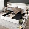 Wyibwy Letto matrimoniale imbottito,180x200cm,con testata,tre cassetti, contenitore idraulico,giroletto matrimoniale,cameretta completa,senza materasso,in velluto,beige