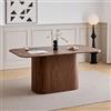 BenyLed Tavolo da Pranzo Rettangolare da 160 cm per 4-6 Persone, Tavolo da Cucina Moderno con Base a Doghe in Legno per Casa, Ristorante, Ufficio e Così via (Marrone Scuro)