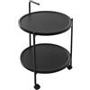 Ecoggeder Tavolino rotondo da salotto, a 2 livelli, in metallo, portatile, 46 x 68 cm, con ruote, per soggiorno, camera da letto, terrazza, esterno