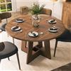 YOUDENOVA Tavolo da pranzo rotondo 120 cm, tavolo da pranzo in legno per 4-6 persone, tavolo da cucina rustico con geometria moderna, gamba inclinata, marrone rustico (senza sedie)