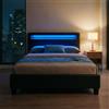 CARO-Möbel Letto imbottito MIRASOL con illuminazione a LED, letto singolo in similpelle, 120 x 200 cm, con rete a doghe inclusa