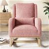 FOERPL - Poltrona da lettura, poltrona a dondolo interna con schienale imbottito, sedia imbottita con tasche per soggiorno (tessuto peluche teddy, rosa D)
