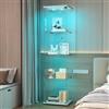 TIMORWTF Vetrina in vetro con LED,Armadio vetrina da collezione, 1 ante a serratura, 4 ripiani regolabili, 164 x 42 x 36 cm, bianco