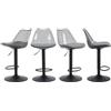 Fiximaster set di 4 sgabelli da bar trasparenti in acrilico regolabili in altezza con schienale e poggiapiedi, sedie girevoli imbottite a 360° moderne per cucina, sala da pranzo, bancone e bar