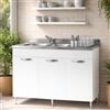 Linea Azzurra Sottolavello 120 con Lavello e Miscelatore Cucina con 3 Ante in Legno Made in Italy H85xL120xP50 cm Facile da Montare (Vasca a Sinistra, Bianco Frassinato)